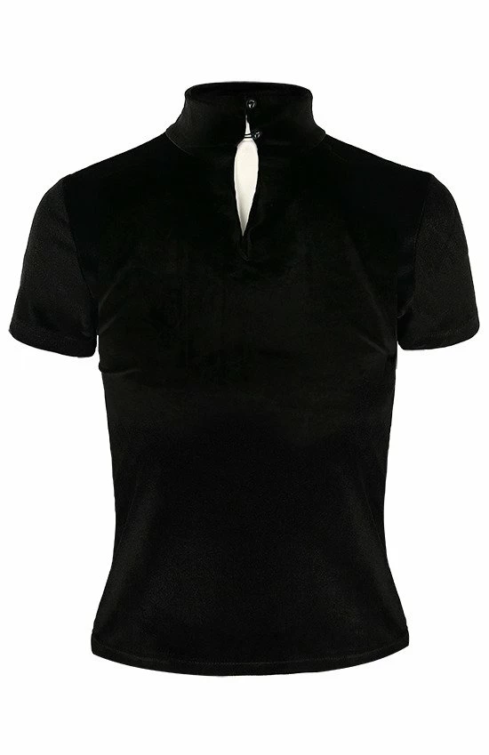 Restyle Standard Tops Black Velvet Top With Snake Embroidery - Image 6