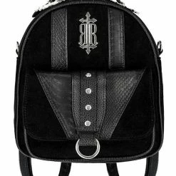 Restyle Bags & Backpacks Black Zipper Pockets Gothic Suede Backpack