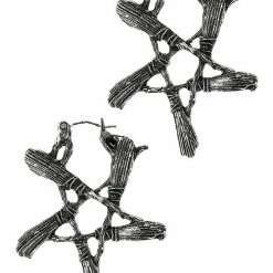 Restyle Broom Pentagram Silver Earrings