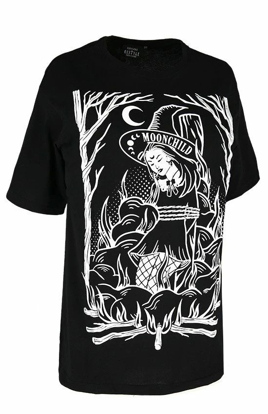 Restyle T-Shirts Burn The Witch Oversized Gothic Black T-shirt - Image 3