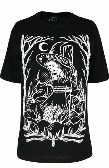 Restyle T-Shirts Burn The Witch Oversized Gothic Black T-shirt