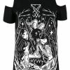 Restyle T-Shirts Cold Shoulder Lucifer Occult Goth T-shirt