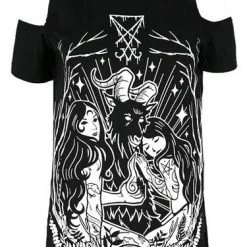 Restyle T-Shirts Cold Shoulder Lucifer Occult Goth T-shirt
