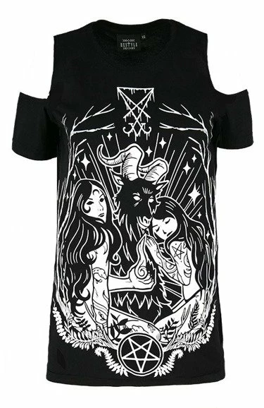 Restyle T-Shirts Cold Shoulder Lucifer Occult Goth T-shirt