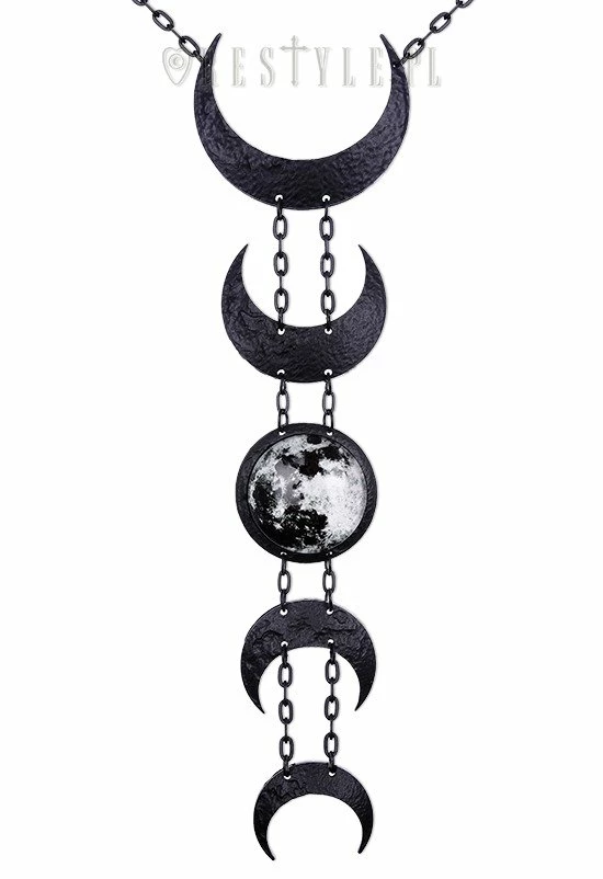 Restyle Necklaces Crescent Long Pendant Occult Jewelry Luna "Lunar Black Necklace"