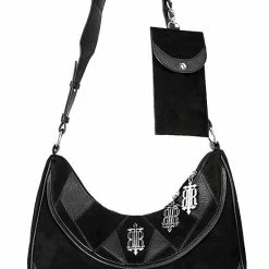 Restyle Purses & Handbags Croissant Logo Patchwork Black Crescent Purse