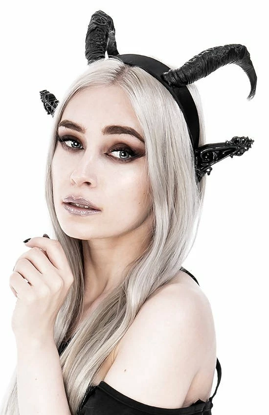 Restyle Hair Accessories Dark Elf Gothic Headpiece With Horns And Ears - Image 3