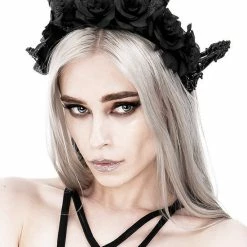 Restyle Hair Accessories Dark Elf Rose Crown Gothic Headpiece With Horns