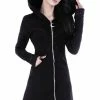 Restyle Jackets Faux Leather Trimming Black Gothic Oversized Layered Hood Long Jacket