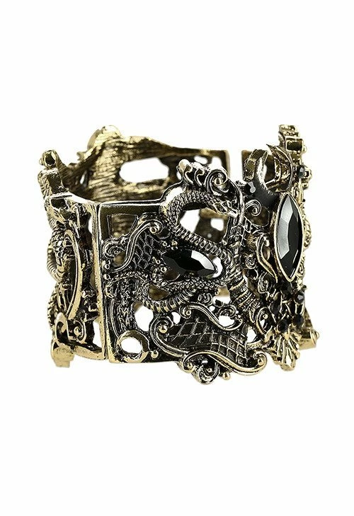 Restyle Bracelets Gold Gothic Snake Wide Bracelet - Image 2