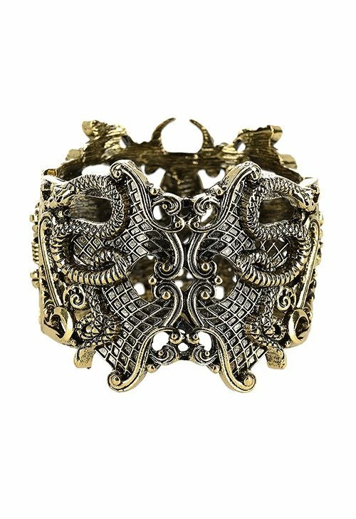 Restyle Bracelets Gold Gothic Snake Wide Bracelet - Image 3