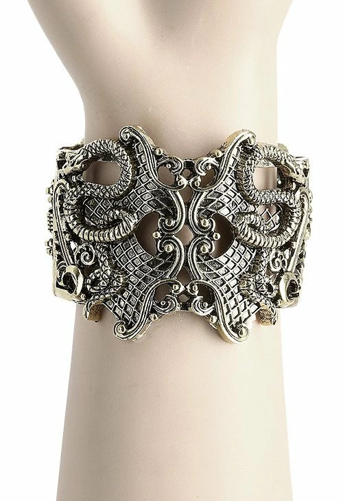 Restyle Bracelets Gold Gothic Snake Wide Bracelet - Image 5