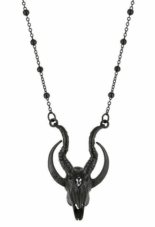 Restyle Necklaces Gothic 3D Black Crescent Skull Goat Pendant - Image 4