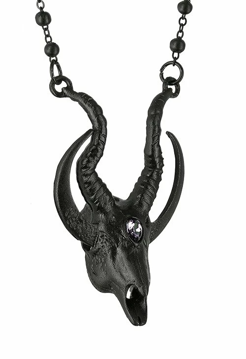 Restyle Necklaces Gothic 3D Black Crescent Skull Goat Pendant - Image 6