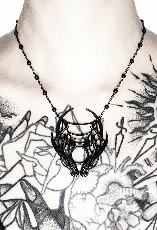 Restyle Necklaces Gothic 3D Moon Antler Black Pendant - Image 2