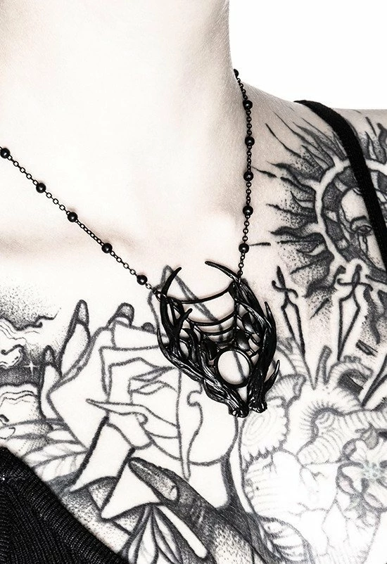 Restyle Necklaces Gothic 3D Moon Antler Black Pendant - Image 3