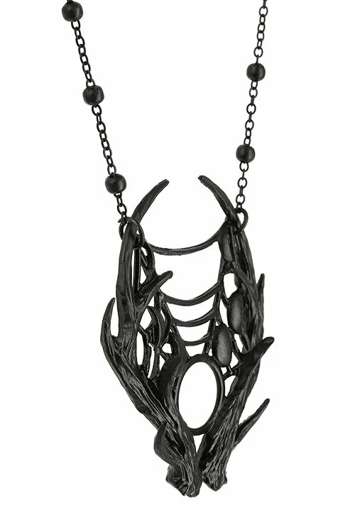 Restyle Necklaces Gothic 3D Moon Antler Black Pendant - Image 4