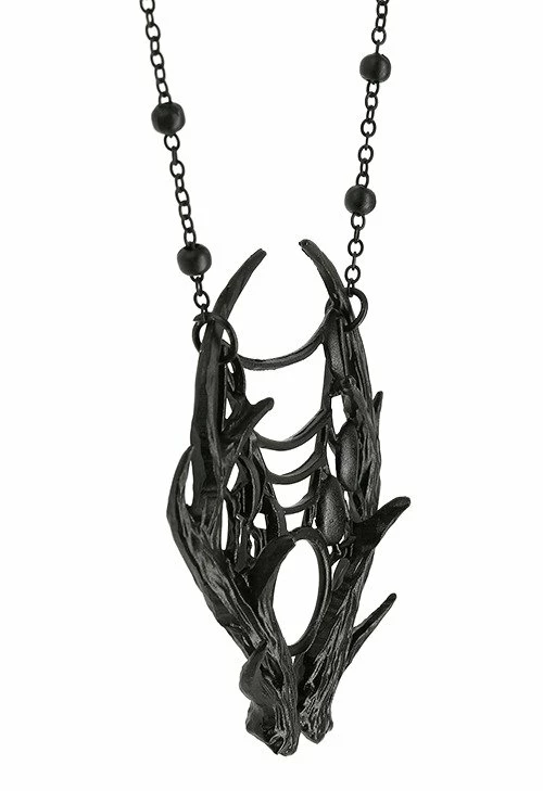 Restyle Necklaces Gothic 3D Moon Antler Black Pendant - Image 5