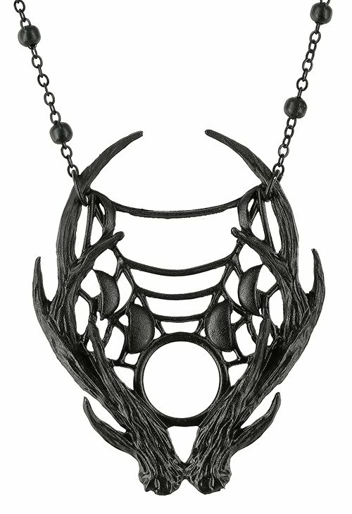 Restyle Necklaces Gothic 3D Moon Antler Black Pendant