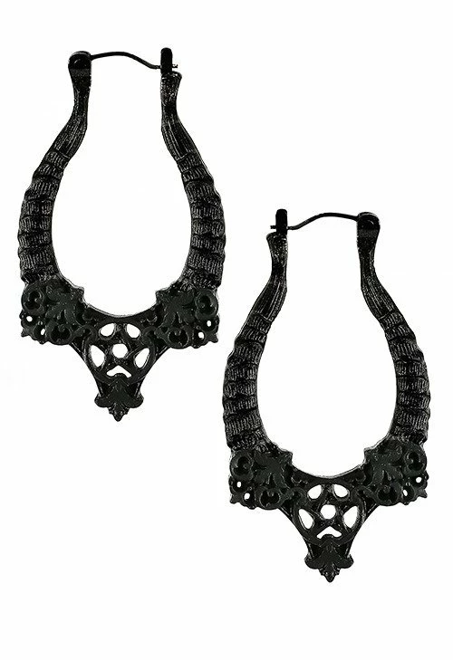 Restyle Gothic Black Horns Earrings