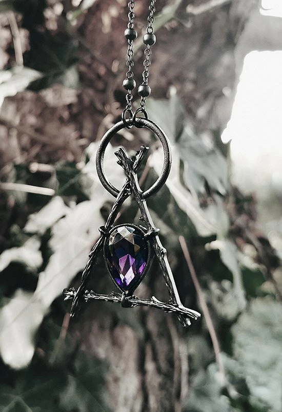 Restyle Necklaces Gothic Branch Delta Black Pendant With Opal - Image 2