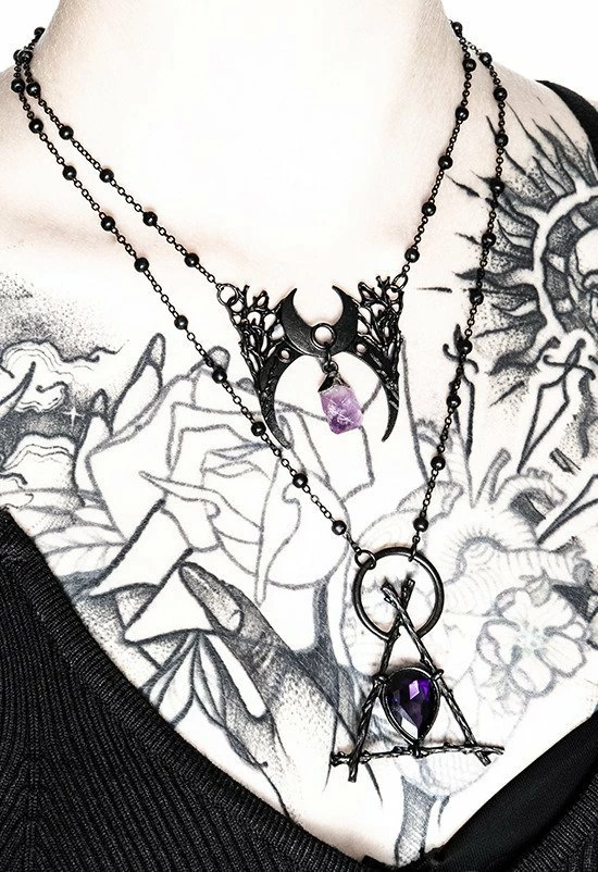 Restyle Necklaces Gothic Branch Delta Black Pendant With Opal - Image 3