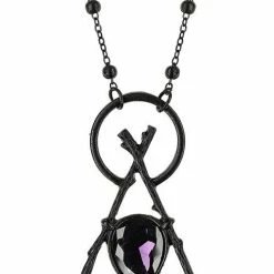 Restyle Necklaces Gothic Branch Delta Black Pendant With Opal