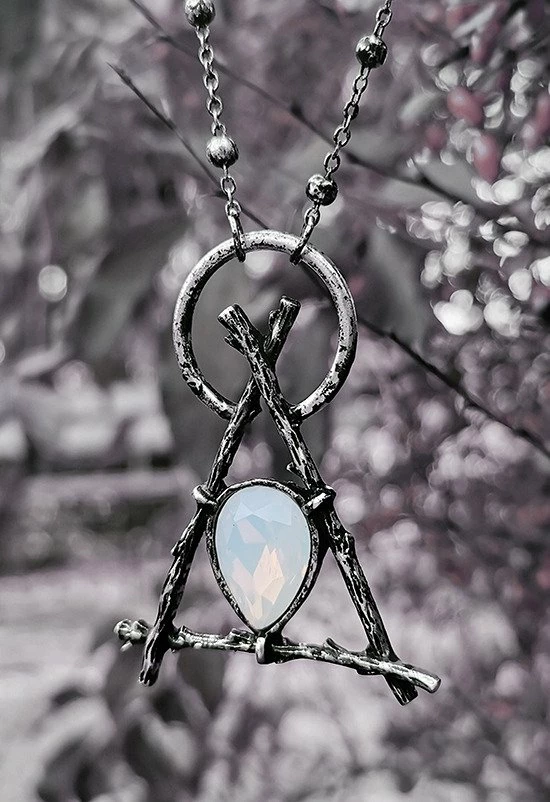 Restyle Necklaces Gothic Branch Delta Black Pendant With Opal - Image 6