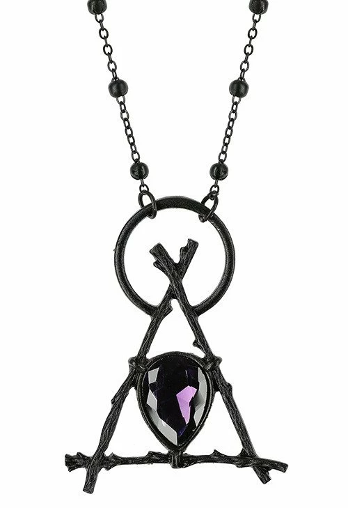 Restyle Necklaces Gothic Branch Delta Black Pendant With Opal