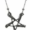 Restyle Necklaces Gothic Broom Pentagram Silver Pendant