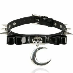 Restyle Ties & Neckwear Gothic Choker Bow Moon Collar With Studded Spikes