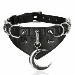 Restyle Belts & Buckles Gothic Choker Moon And D-ring Collar