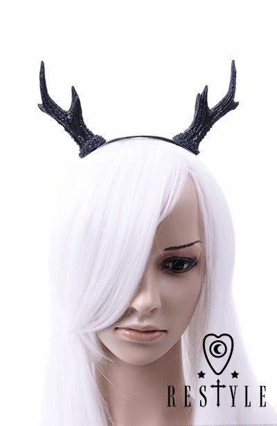 Restyle Hair Accessories Gothic Headpiece Black Antlers Deer Antlers Headband - Image 3
