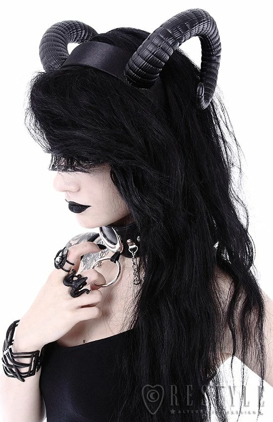 Restyle Hair Accessories Gothic Headpiece Satan Horns Sinister Headband - Image 2