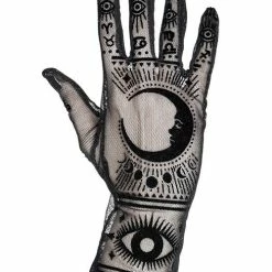Restyle Gothic Mesh Gloves Moon Pattern Zodiac Signs Fortune Teller Gloves