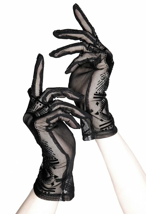 Restyle Gothic Mesh Gloves Moon Pattern Zodiac Signs Fortune Teller Gloves - Image 6