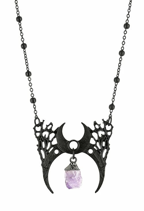 Restyle Necklaces Gothic Necklace With Crystal Branch Crescent - Image 3