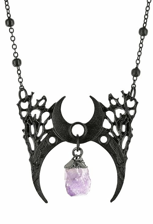 Restyle Necklaces Gothic Necklace With Crystal Branch Crescent