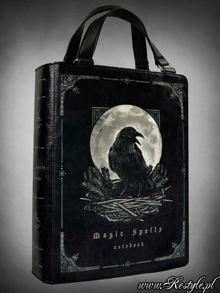 Restyle Purses & Handbags Gothic Raven Moon Magic Spells Black Book Handbag