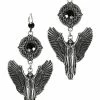 Restyle Gothic Silver Angel English Hoops Earrings