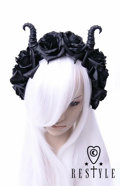 Restyle Hair Accessories Gothic Wreath Maleficent Headpiece Diabolical & Roses Headband - Image 3