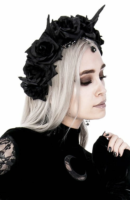Restyle Hair Accessories Gothic Wreath Romantic Headwear Antlers Roses & Beads Headband - Image 3