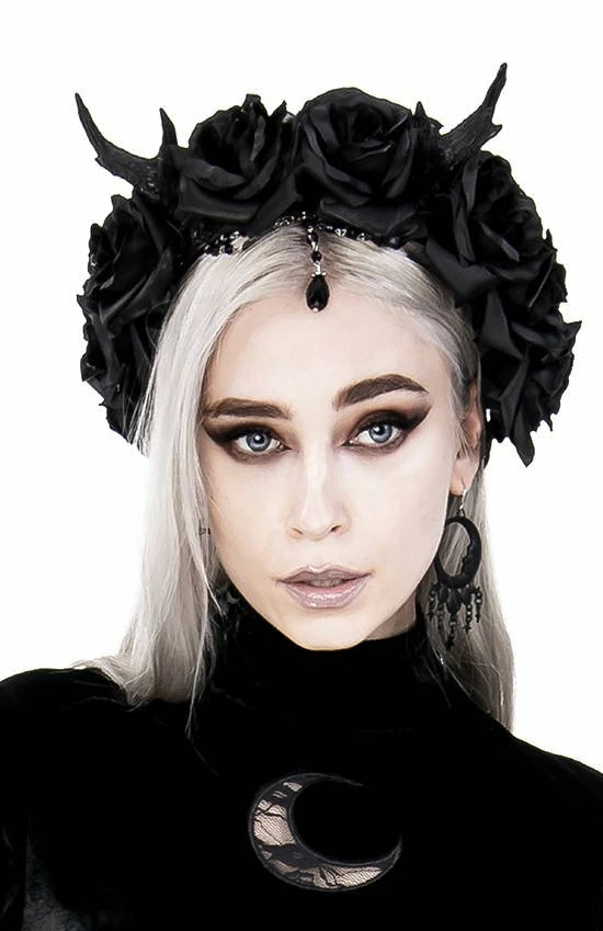 Restyle Hair Accessories Gothic Wreath Romantic Headwear Antlers Roses & Beads Headband - Image 4