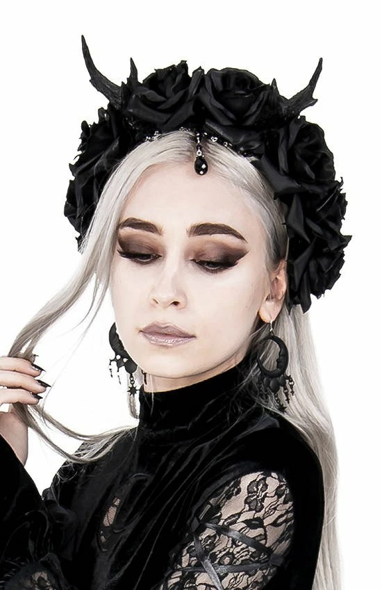 Restyle Hair Accessories Gothic Wreath Romantic Headwear Antlers Roses & Beads Headband - Image 5