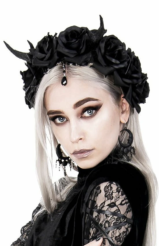 Restyle Hair Accessories Gothic Wreath Romantic Headwear Antlers Roses & Beads Headband