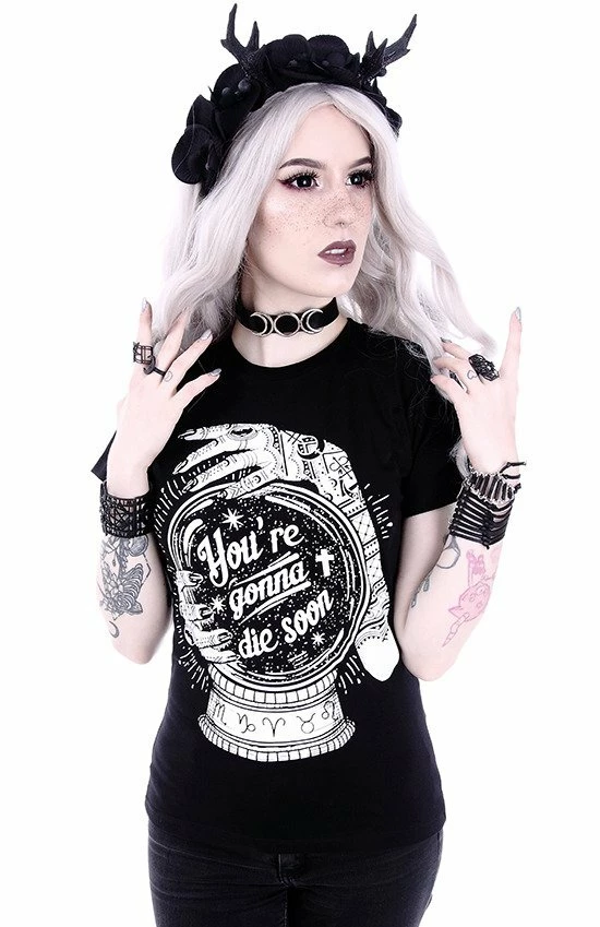 Restyle T-Shirts Gothic You're Gonna Die Soon Magical Ball Print T-shirt - Image 2