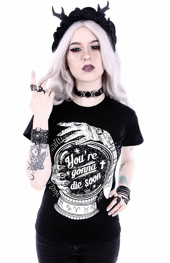 Restyle T-Shirts Gothic You're Gonna Die Soon Magical Ball Print T-shirt - Image 4