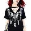 Restyle T-Shirts Haunted Charms Print Black Choker T-shirt