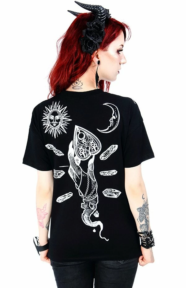 Restyle T-Shirts Haunted Charms Print Black Choker T-shirt - Image 5