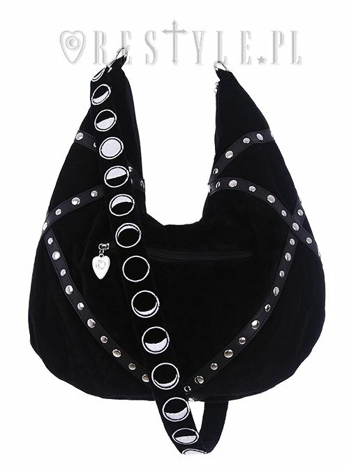 Restyle Purses & Handbags Moon Child Phases Embroidery Black Velvet Hobo Bag